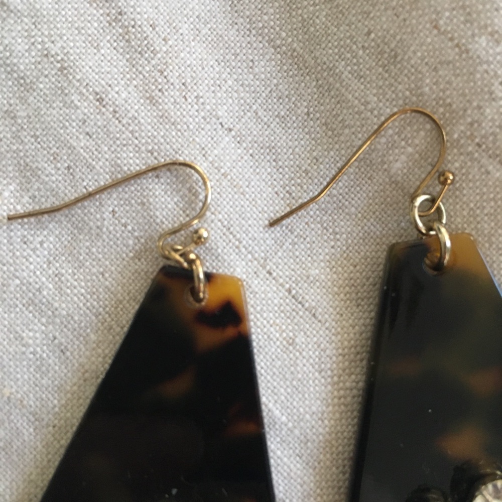 Tortoiseshell and Rhinestone Earrings - Picture 3 of 4